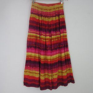 Vtg Chelsea Jones Womens S Pink Purple Orange Boho Tie Dye Midi Skirt Sz 8